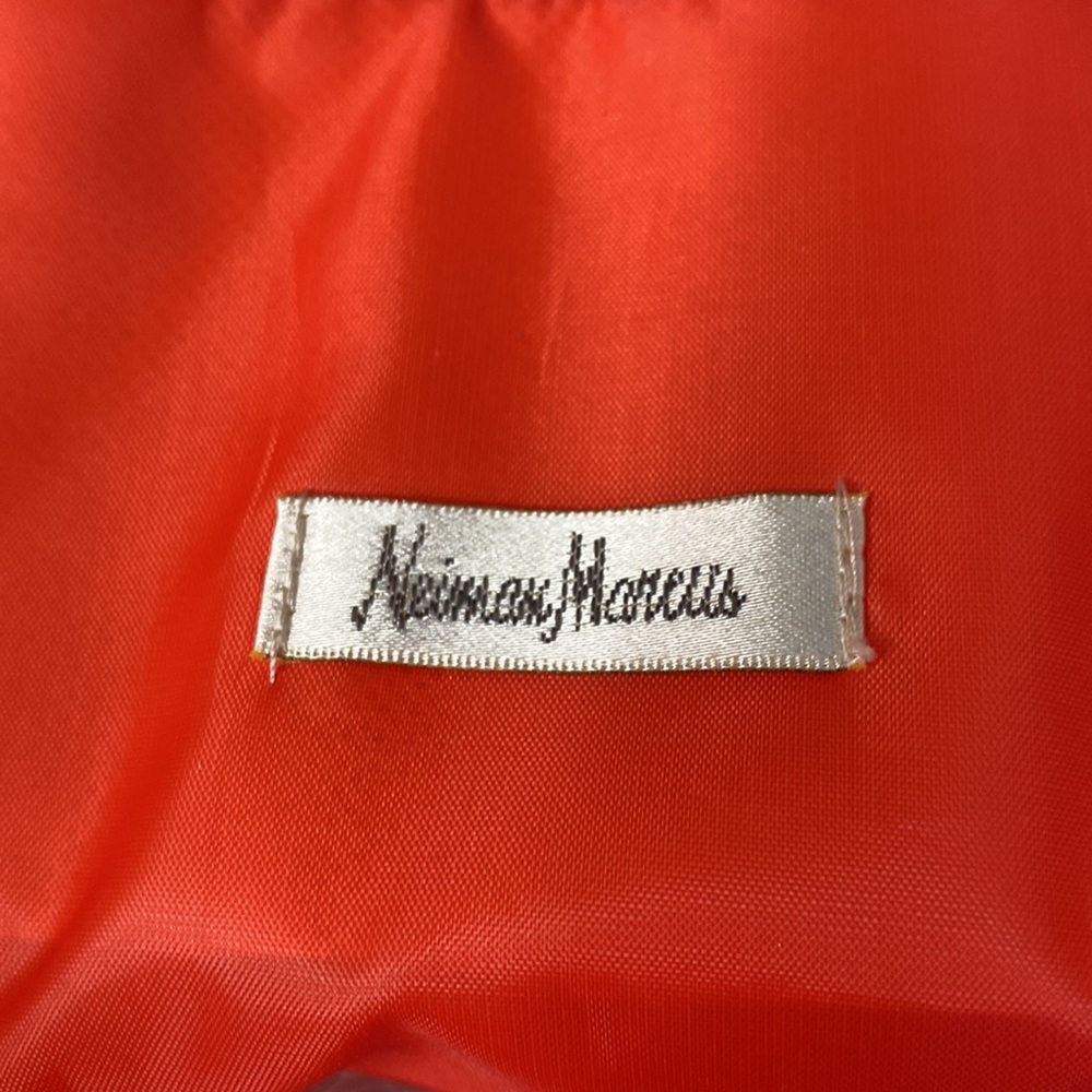 Neiman Marcus Shoulder Bag Tote 4 Outer Pockets Orange Vegan Stamped Snakeskin - Picture 10 of 11